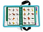 Classeur MELTA ouvert sur deux pages de pictogrammes d'animaux